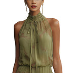 V Neck Waist Trimming Ruffles Elegant Dress