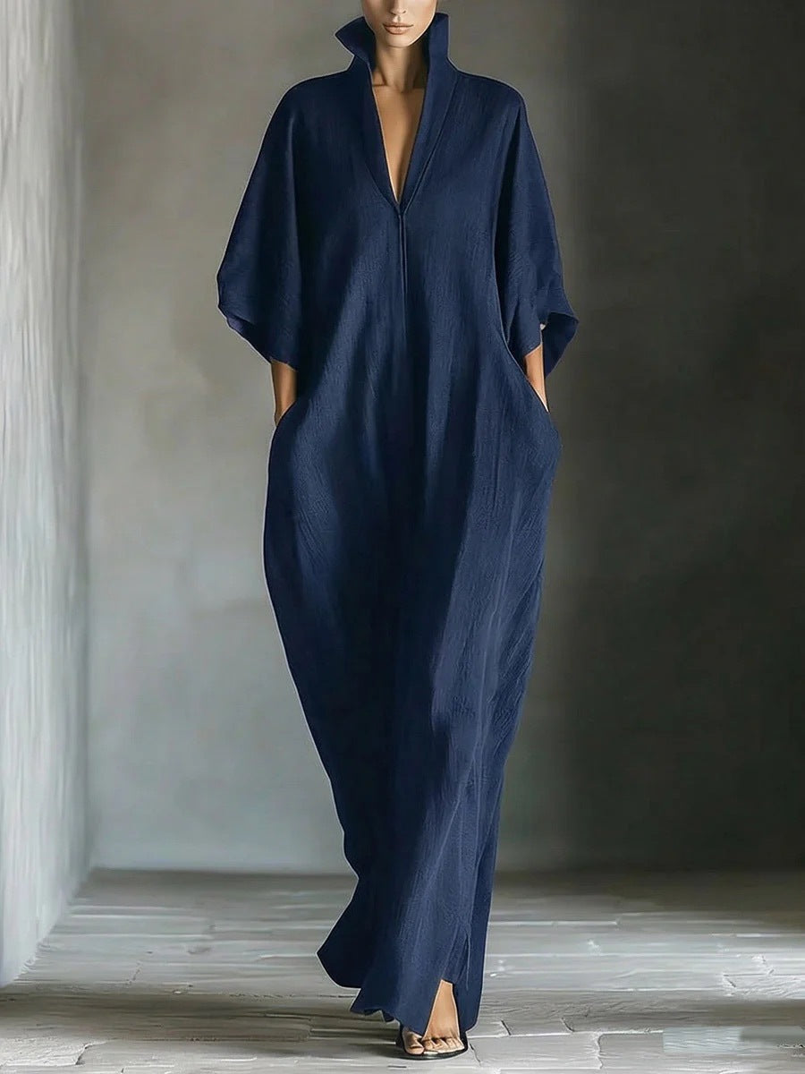 Womens Fashion V Neck Casual Loose Dress