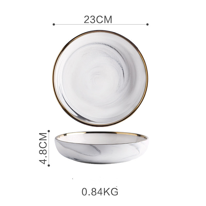 Marble Effect Ceramic Bowls & Plates Tableware Set