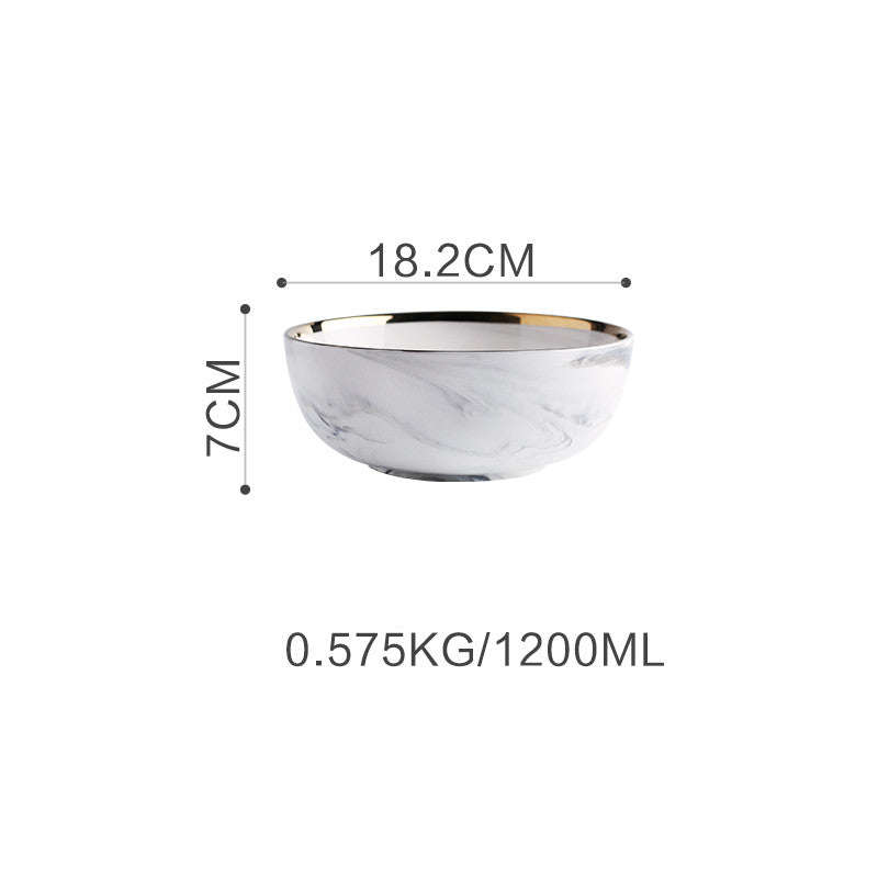 Marble Effect Ceramic Bowls & Plates Tableware Set