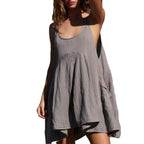 Sleeveless Crewneck Backless Mini Dress Loose Fit