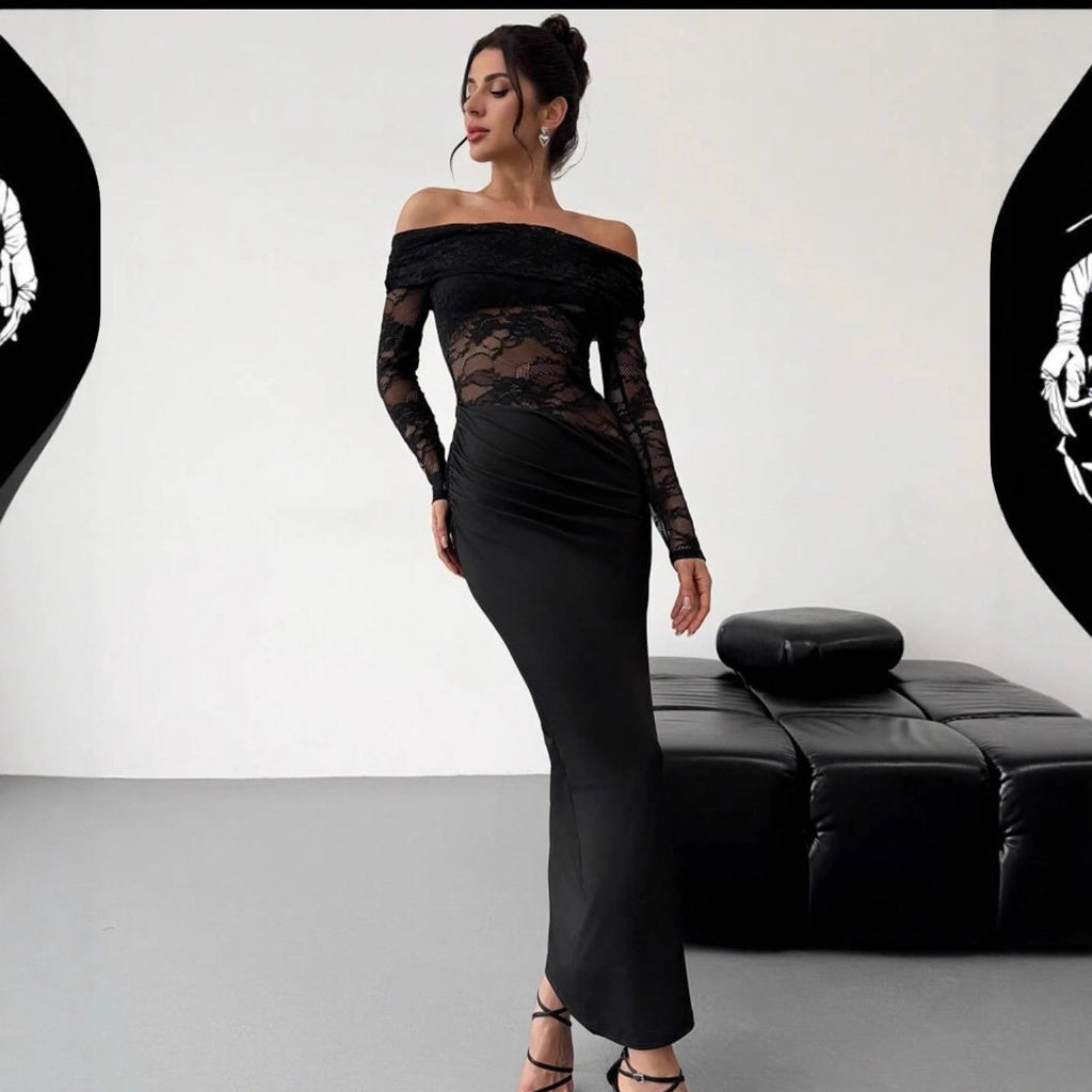 Womens Sexy Hollow Out Lace Long Sleeve