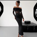 Womens Sexy Hollow Out Lace Long Sleeve