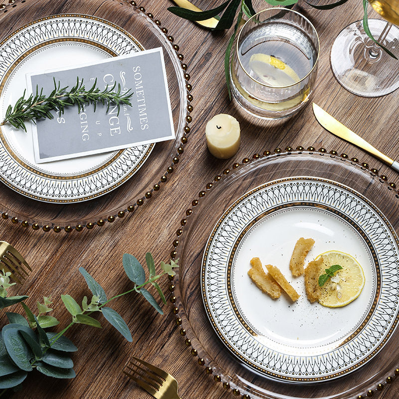 European Style Gold Rim Wobble Dinner Plate