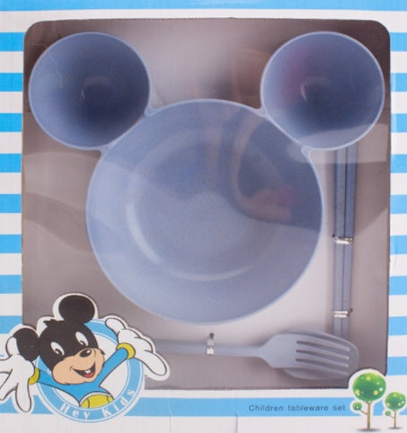 Children's Wheat Straw Cartoon Bowl & Chopsticks Set
