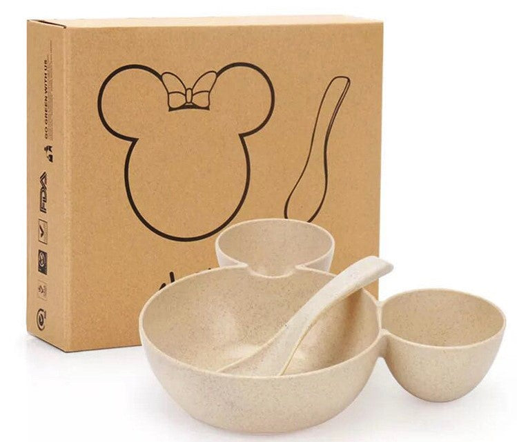 Children's Wheat Straw Cartoon Bowl & Chopsticks Set
