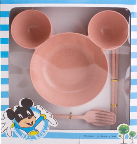 Children's Wheat Straw Cartoon Bowl & Chopsticks Set