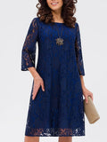 Womens Lace Hollow Out Round Neck Three