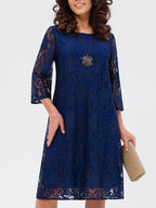 Womens Lace Hollow Out Round Neck Three