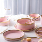 Pink Ceramic Household Tableware Set