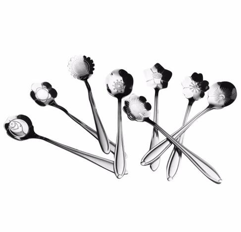 Teaspoons Rose Shaped Flower Stainless Steel Kitchen