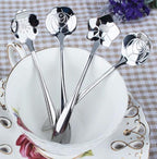 Teaspoons Rose Shaped Flower Stainless Steel Kitchen