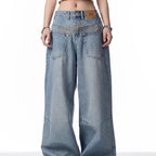 Women's Retro Reversible Design Washed Denim Jeans