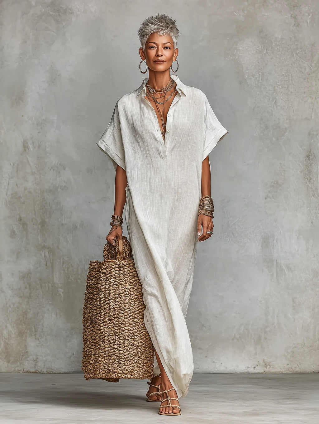Womens Loose Long Batwing Sleeve Dress