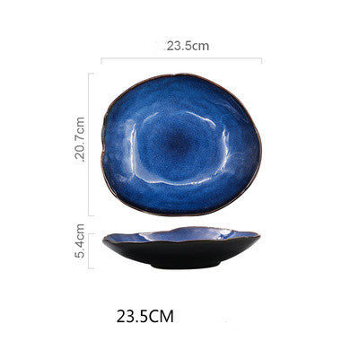 Irregular Ceramic Flat Dinner Plates — Western Style