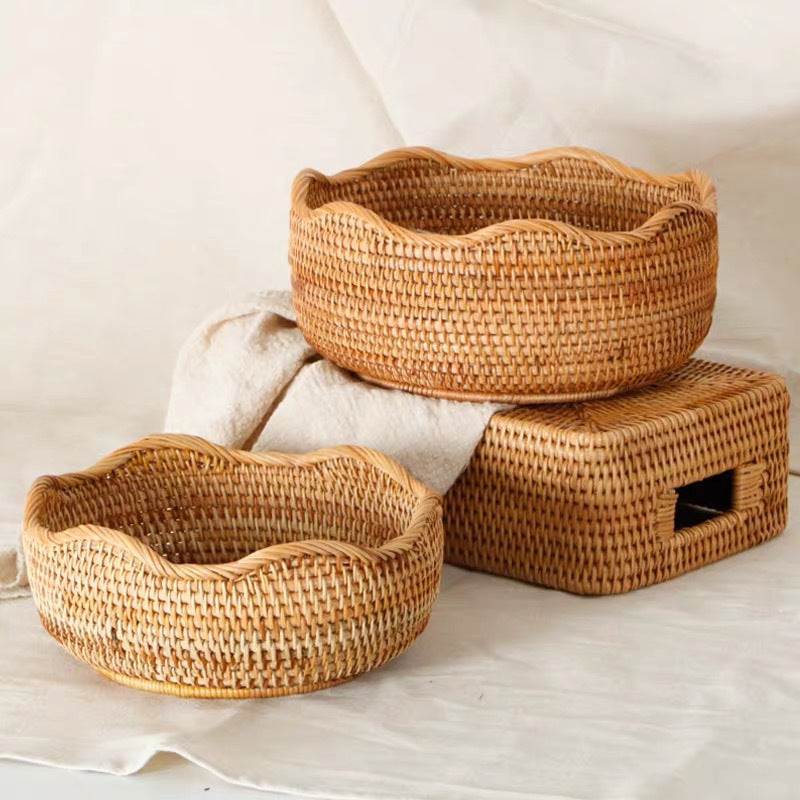 Woven Rattan Fruit And Snack Baskets