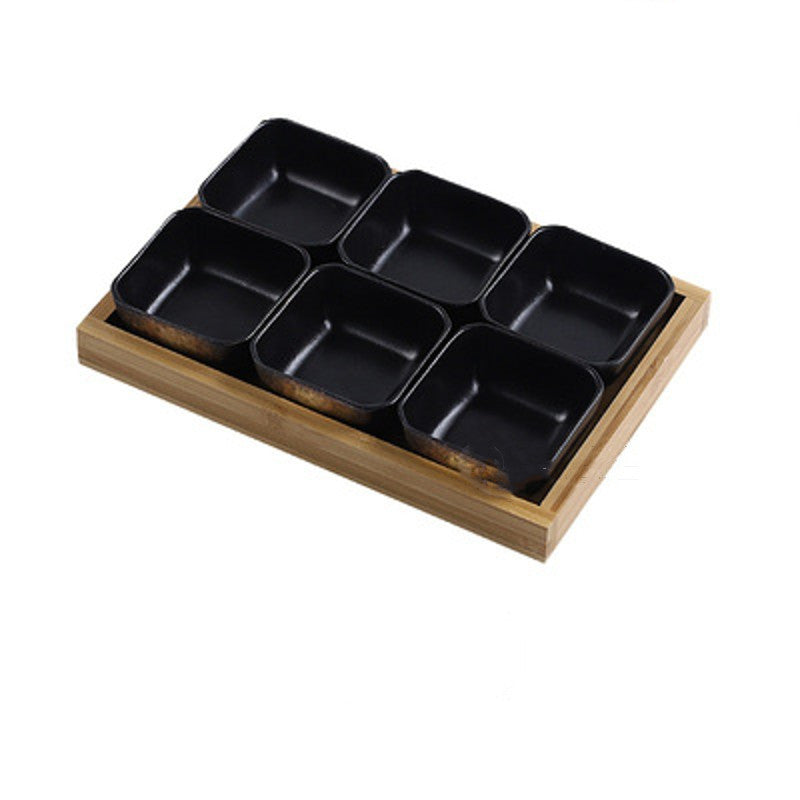 Japanese Style Ceramic Fruit Plate with Bamboo