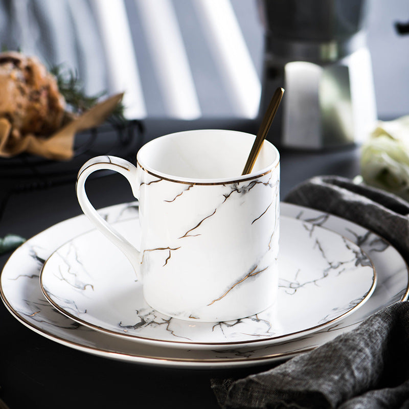 Marble Effect Ceramic Western Dinner Plate
