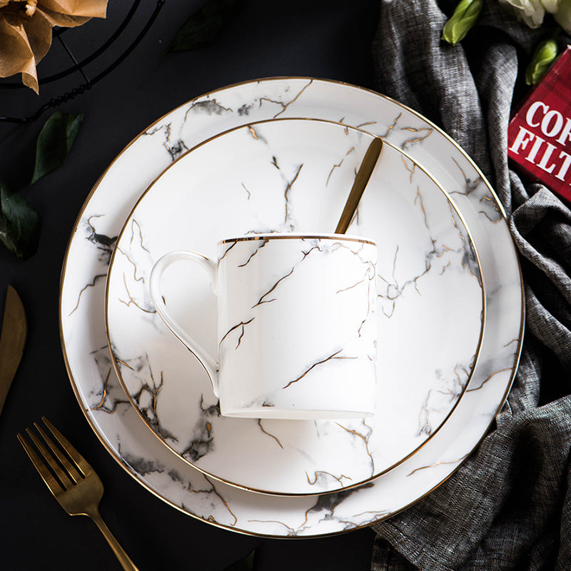 Marble Effect Ceramic Western Dinner Plate