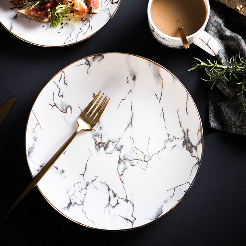 Marble Effect Ceramic Western Dinner Plate