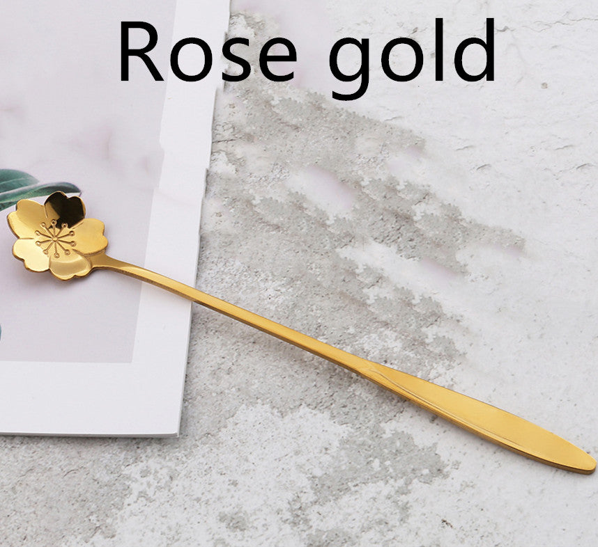 Teaspoons Rose Shaped Flower Stainless Steel Kitchen