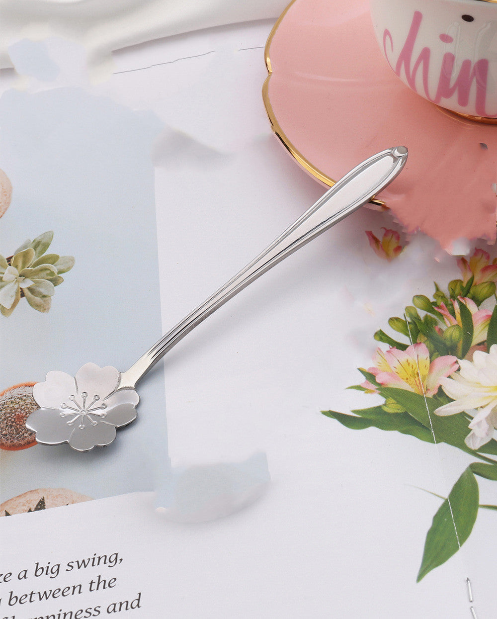 Teaspoons Rose Shaped Flower Stainless Steel Kitchen