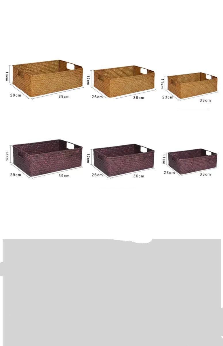 Straw Woven Rectangular Storage Basket
