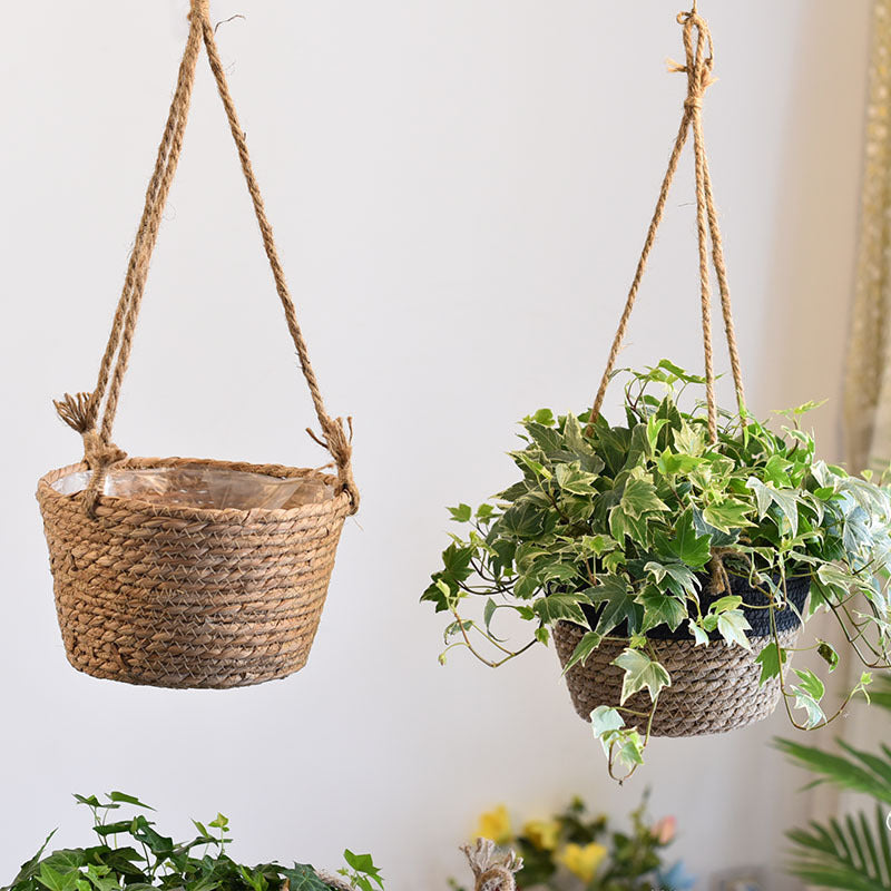 Woven Straw Hanging Flower Basket