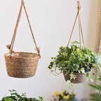 Woven Straw Hanging Flower Basket