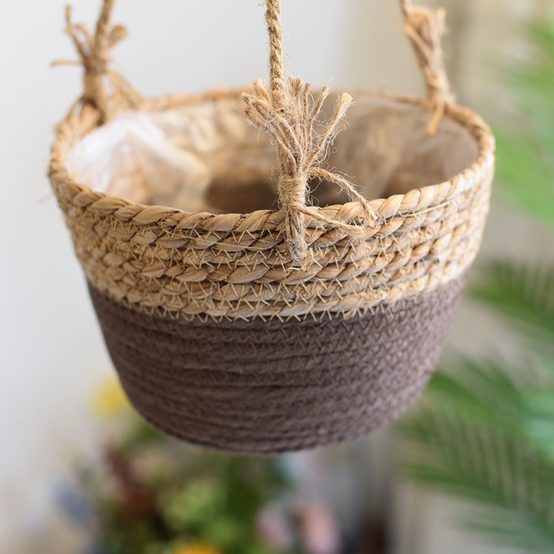 Woven Straw Hanging Flower Basket