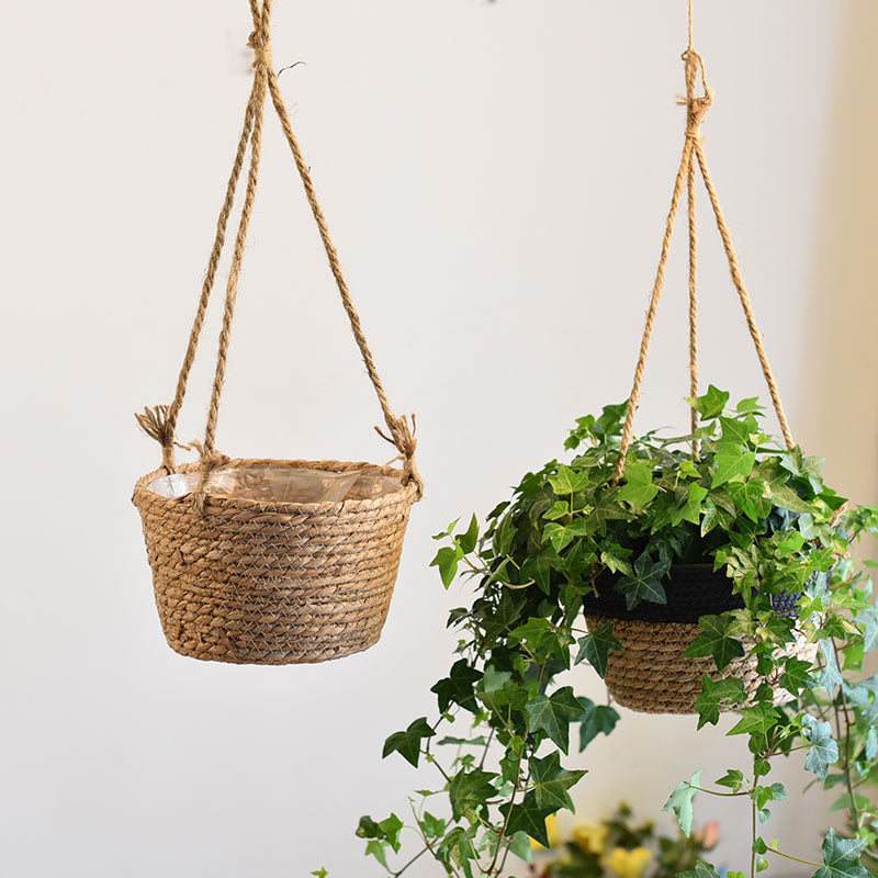 Woven Straw Hanging Flower Basket