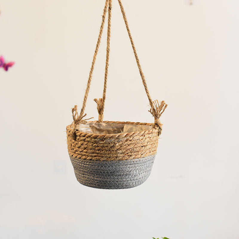 Woven Straw Hanging Flower Basket