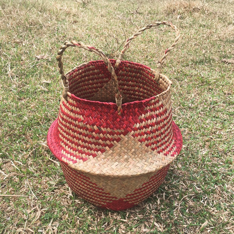 Pot-Bellied Straw Flower Arrangement Basket