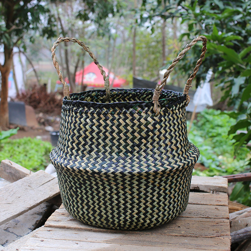 Pot-Bellied Straw Flower Arrangement Basket