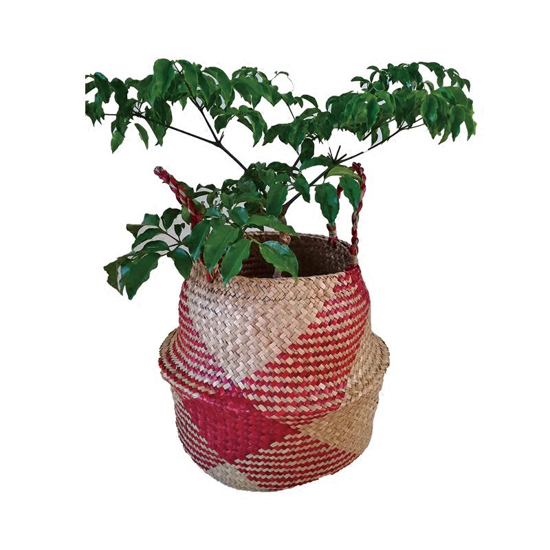 Pot-Bellied Straw Flower Arrangement Basket