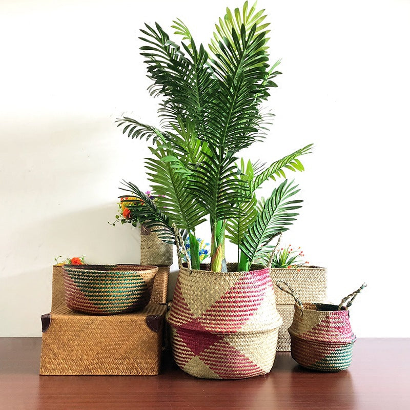 Pot-Bellied Straw Flower Arrangement Basket