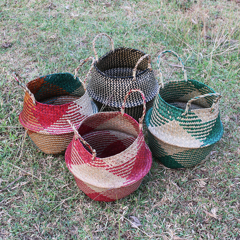 Pot-Bellied Straw Flower Arrangement Basket