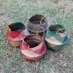 Pot-Bellied Straw Flower Arrangement Basket