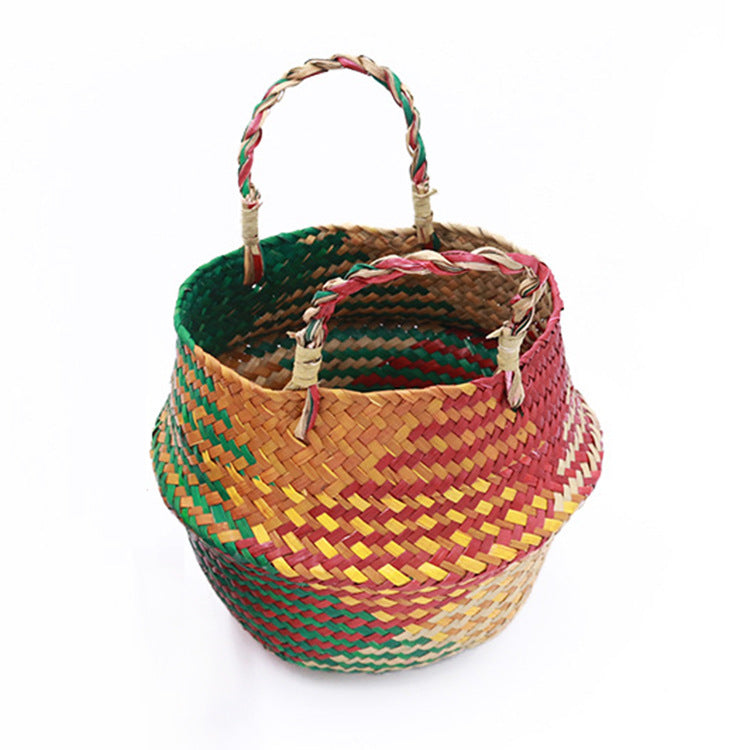 Pot-Bellied Straw Flower Arrangement Basket