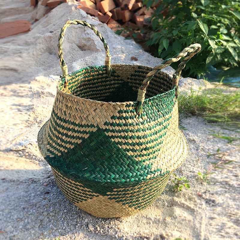 Pot-Bellied Straw Flower Arrangement Basket