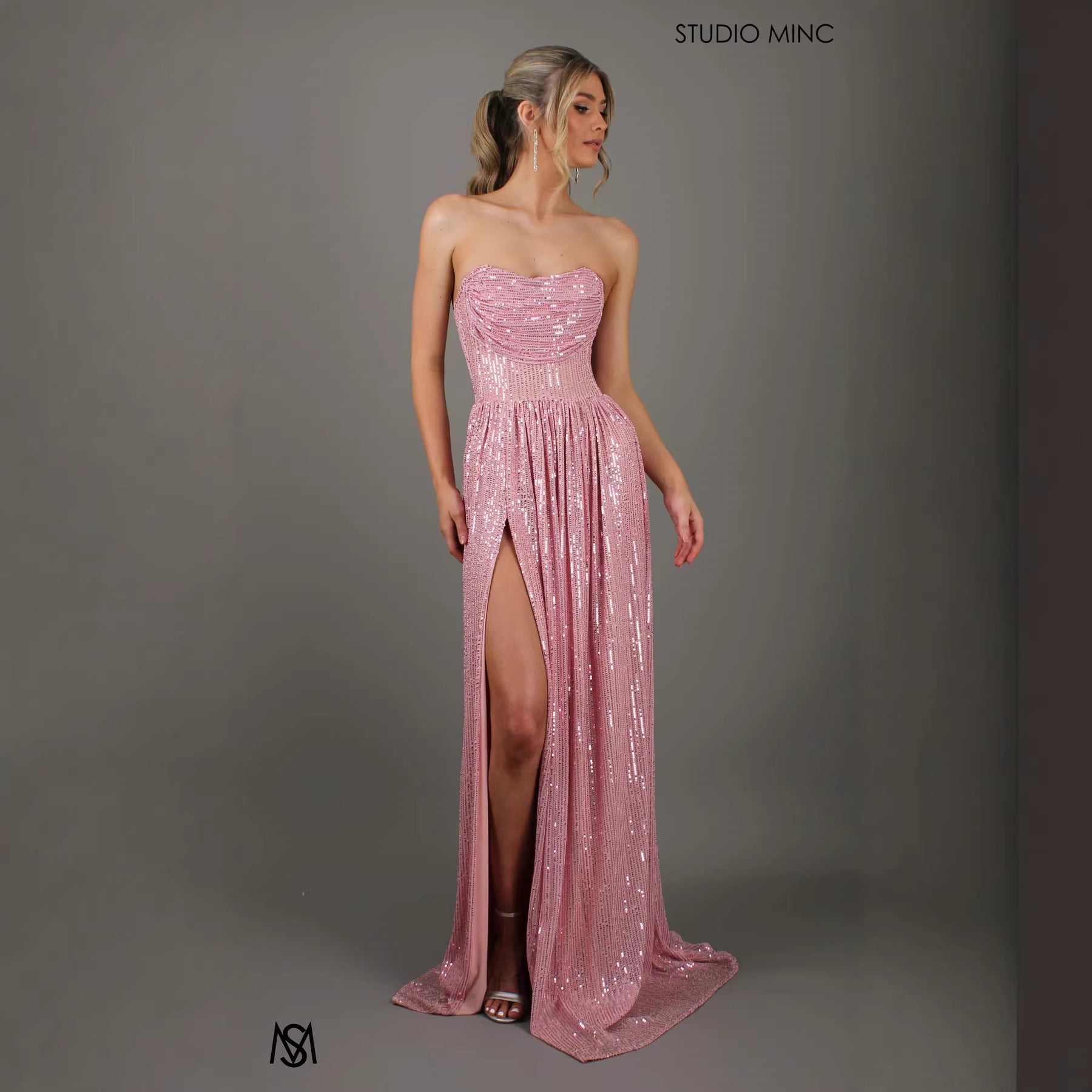 Sequin Maxi Ball Gown Prom Dress Slit