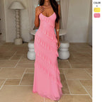 Backless Spaghetti Strap V Neck Dress With
