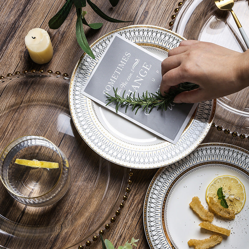 European Style Gold Rim Wobble Dinner Plate