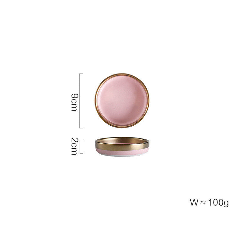 Pink Ceramic Household Tableware Set