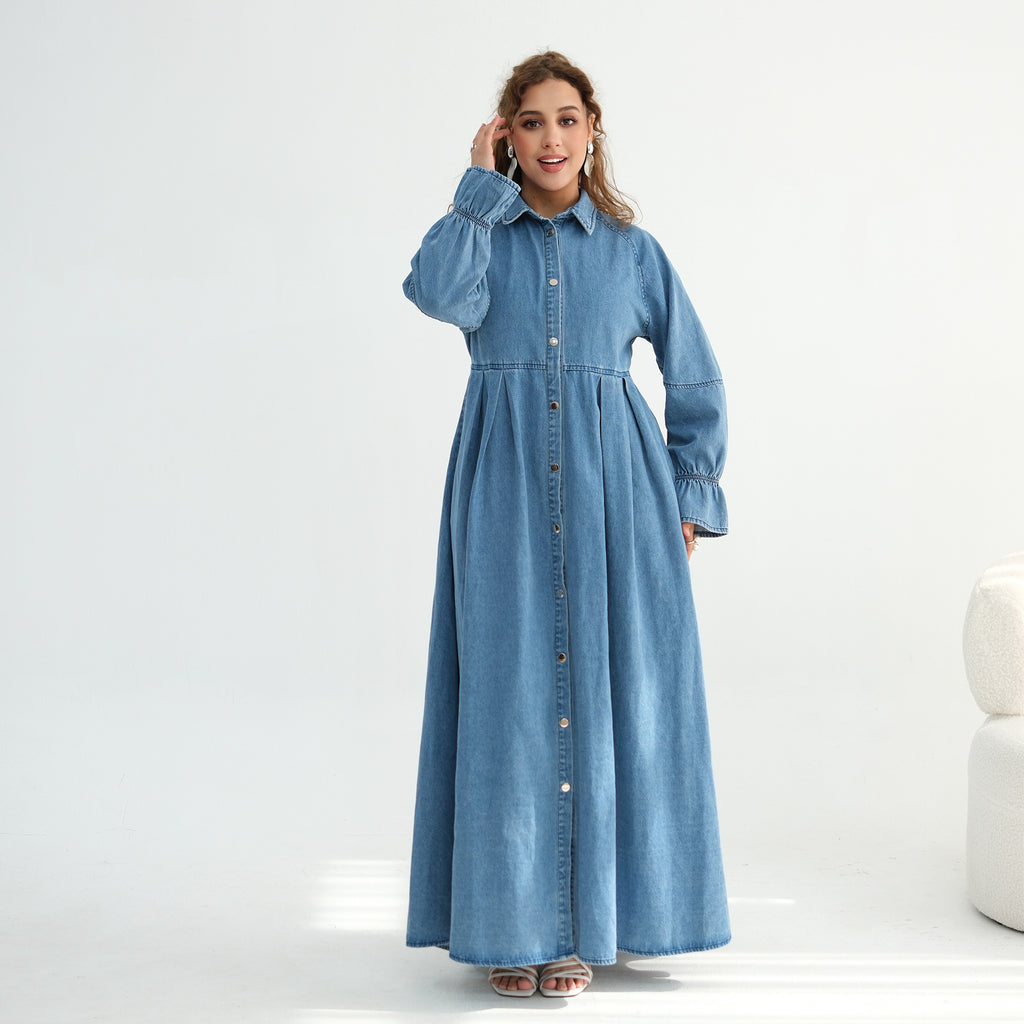 Denim Dress Middle Eastern Dubai European And