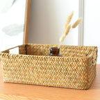 Straw Woven Rectangular Storage Basket