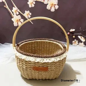 Hand-Woven Hemp Rope Pastoral Storage Basket
