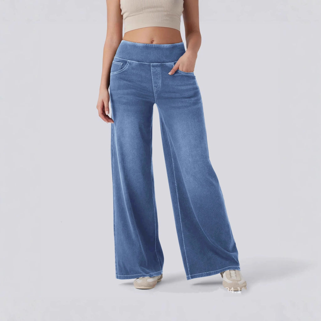 Women's High Waisted Loose Fit Zip Fly Wide Leg Jeans