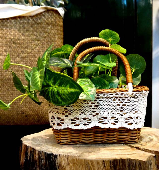 Hand-Woven Flower Basket for Home & Weddings