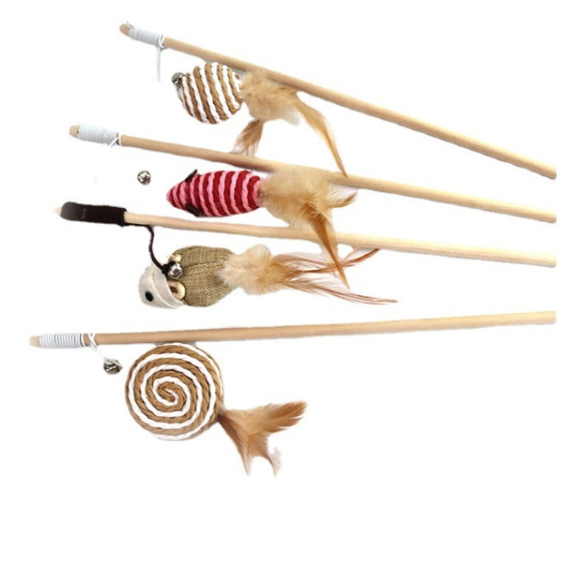 Colourful Feather Teaser Rod Cat Toy
